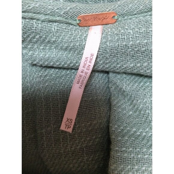 Free People Women's Madeline Double Breasted Mini Dress Plunging V-Neck Green XS - Picture 6 of 6